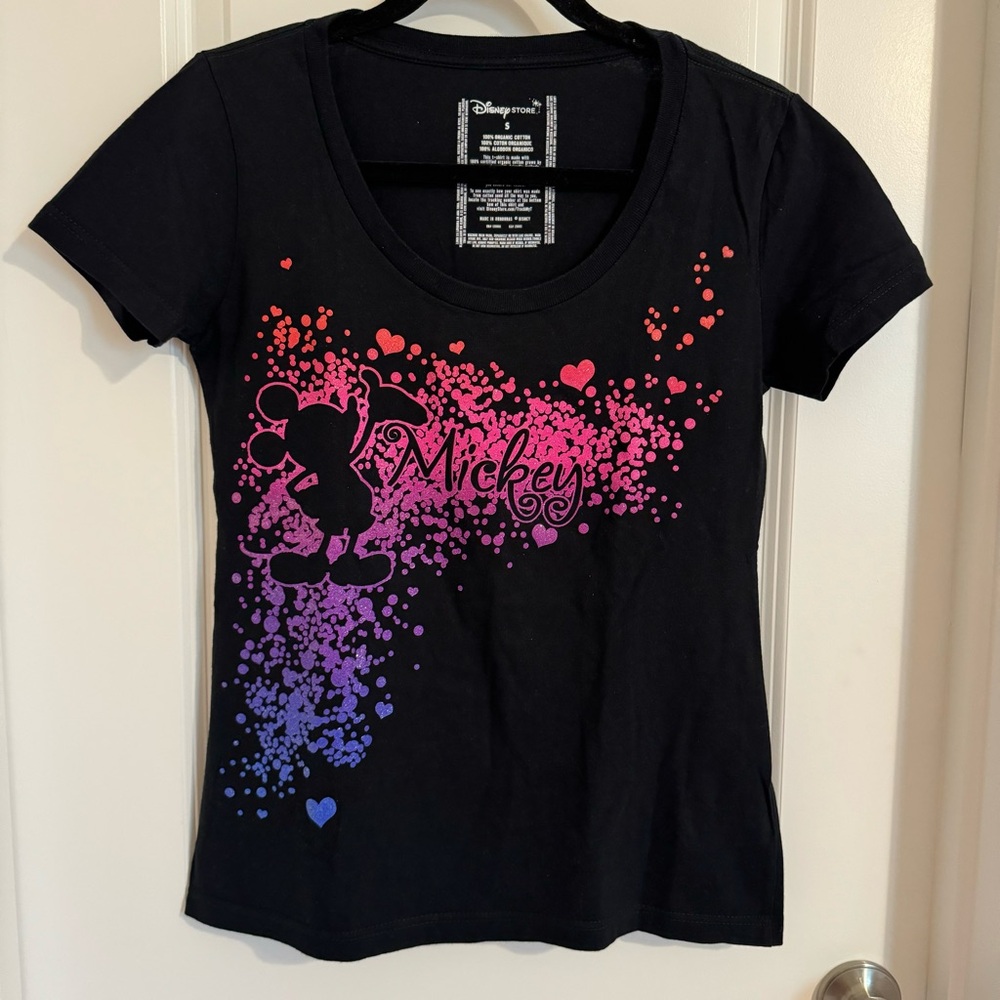 Disney Y2K Mickey Mouse Black Graphic Short Sleeve Shirt, S